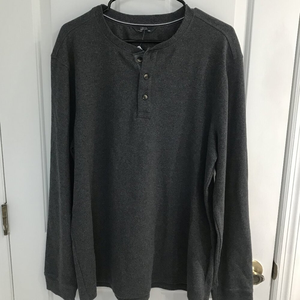 Henley Men's Thermal 3 Button Shirt XXL